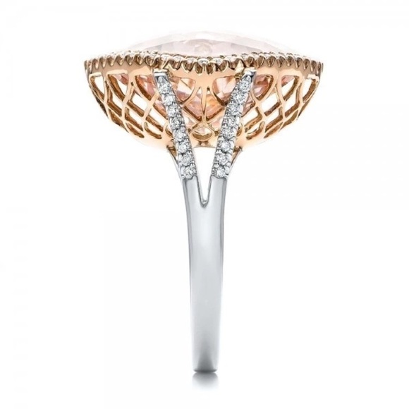 Stunning! Morganite Rose Gold Statement Ring - Picture 2 of 7